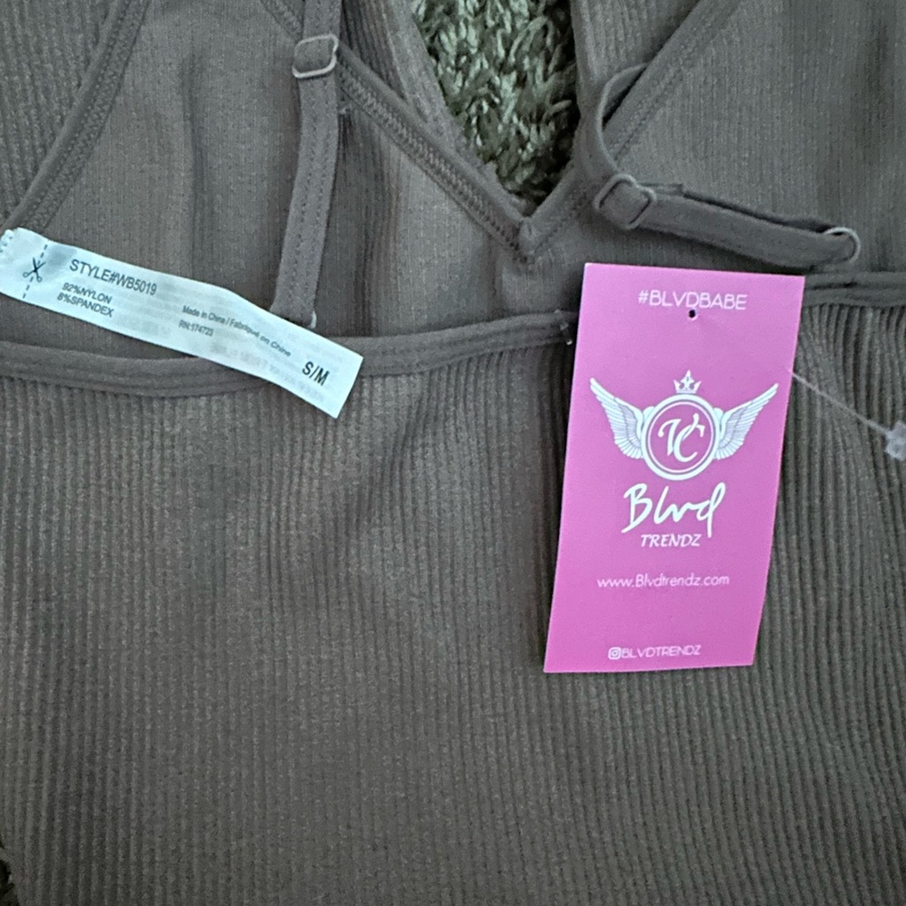 Brown Ribbed Jumpsuit - Picture 3 of 3